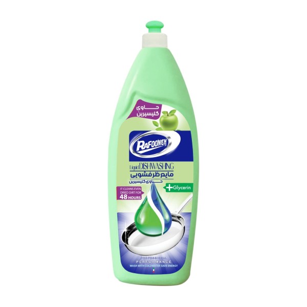 مایع ظرفشویی سبز حاوی گلیسیرین رافونه ۷۵۰ میلی لیتر با رایحه سیب