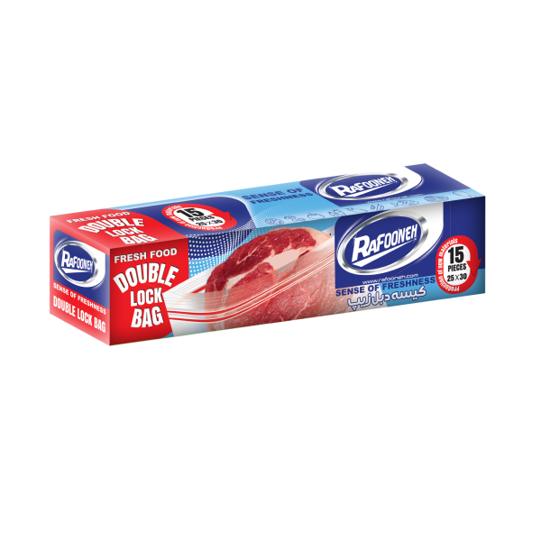 کیسه دبل زیپ ۳۰*۲۵ رافونه ۱۵ عددی 